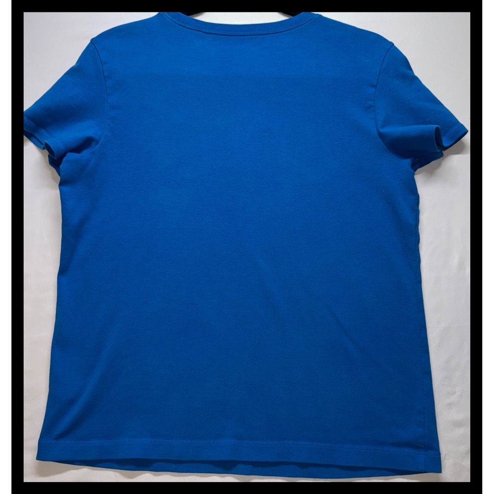 Chico's T-Shirt Women Size 2 Blue Short Sleeve Cotton Spandex Casual Basic Tee - Picture 6 of 7